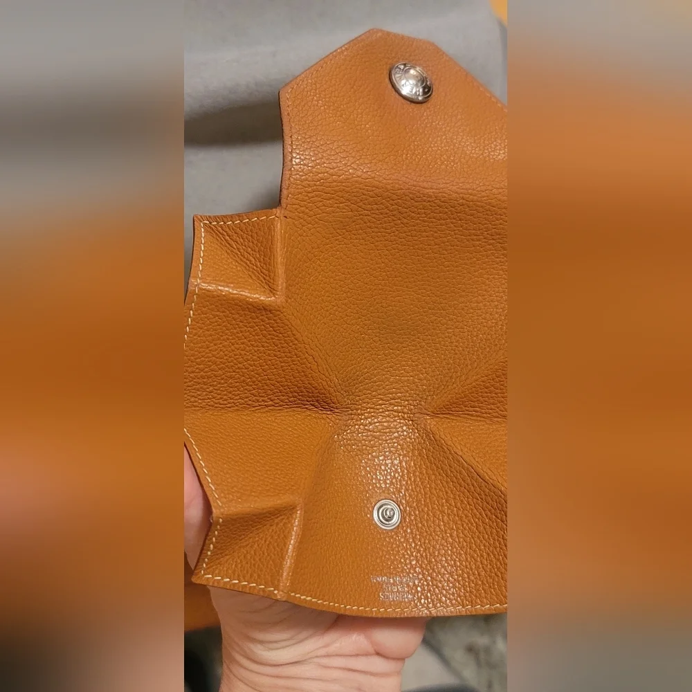 Authentic Hermes coin case le Van Cattle Leather Serie brown Sellier